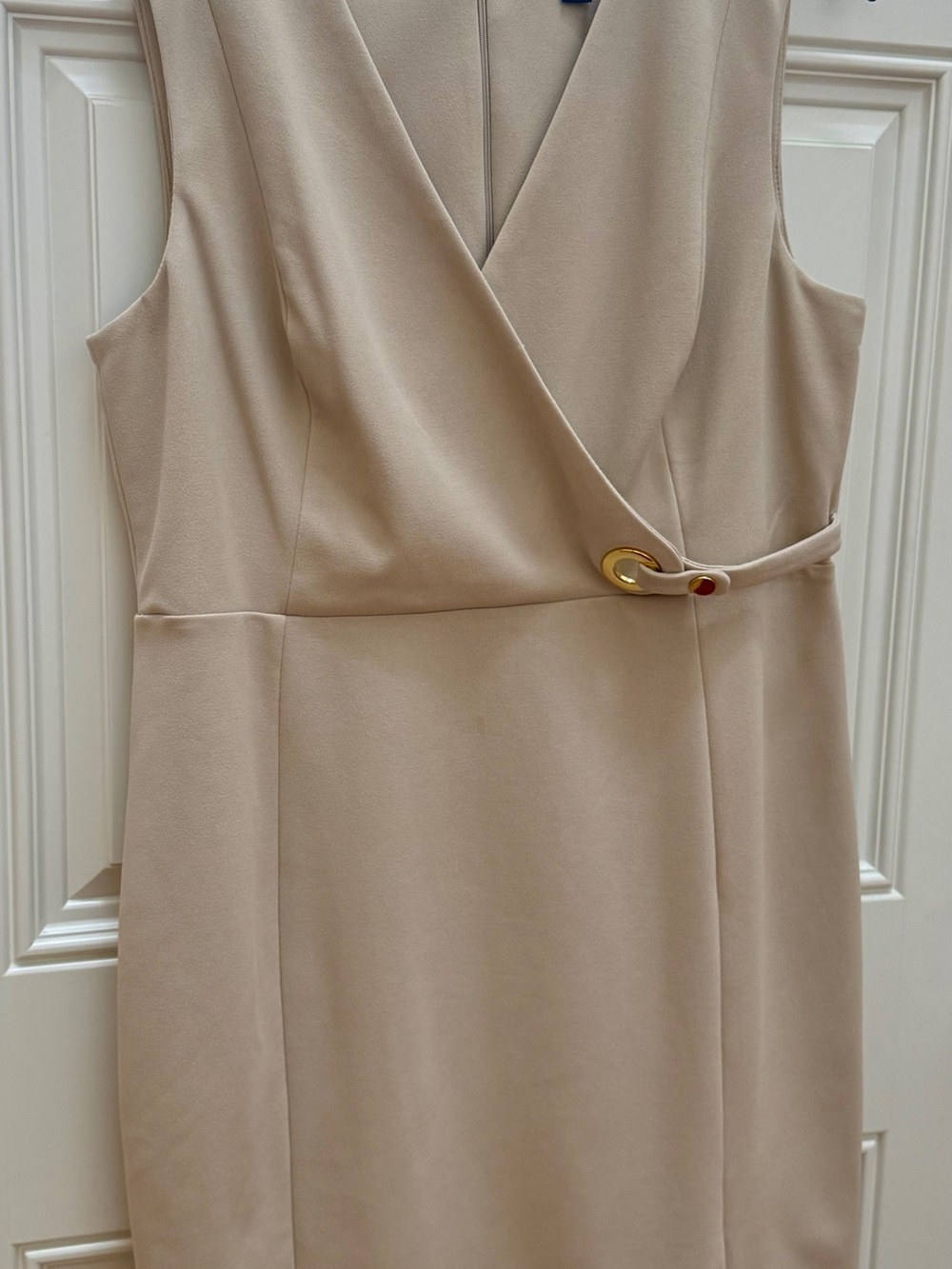 Chaps Dress in Beige with Gold Accent